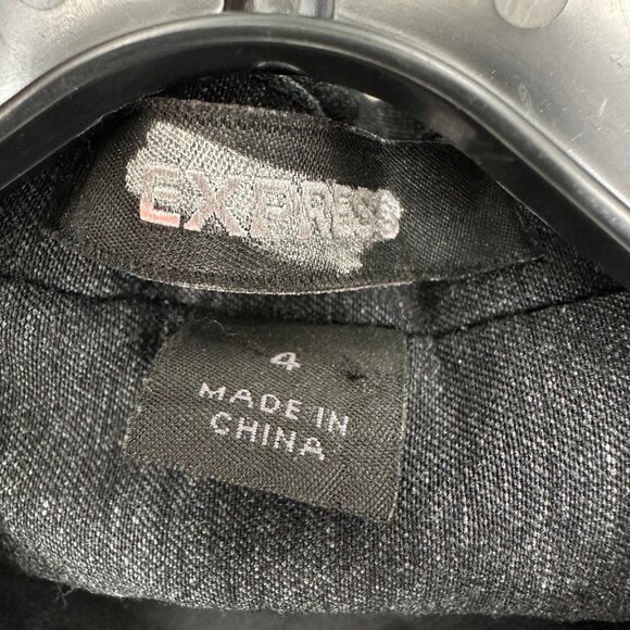 Express Blazer Jacket 4 Womens One Button Stretch Gray Suit Coat Work Career - Picture 3 of 8